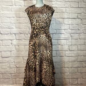 NWT All Saints Gianna Kiki Fur Brown hanky hem dress